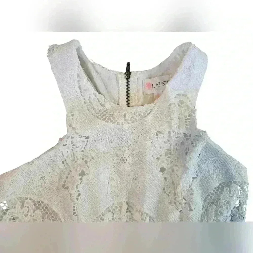 L'atiste by Amy Lace Crochet Crop Top Boho Fairy Size M Zipper - Picture 5 of 7